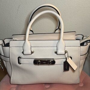 Coach Leather White Satchel Bag